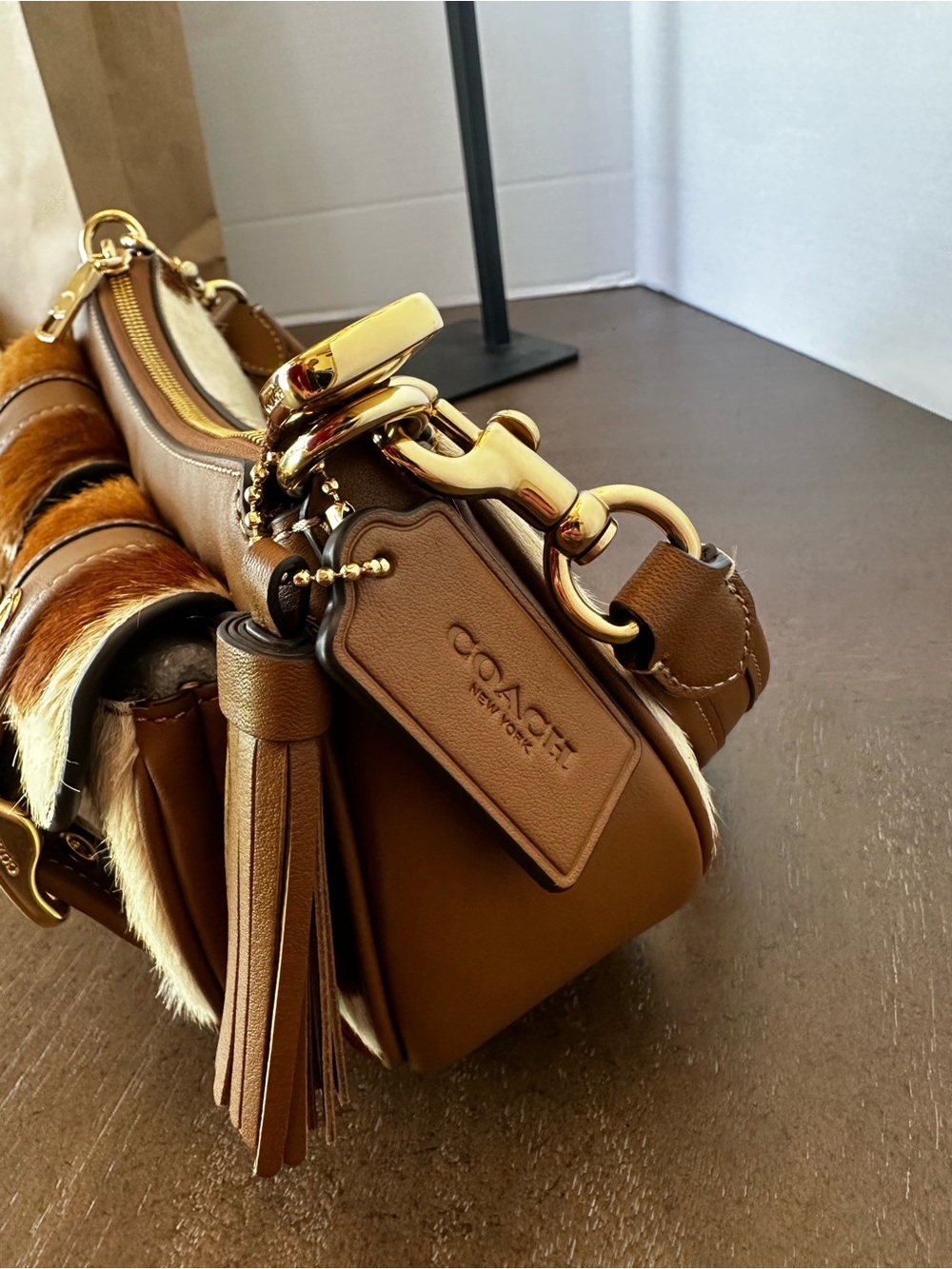 Coach Ashton Shoulder Bag in Haircalf with Cow Print - Picture 5 of 16
